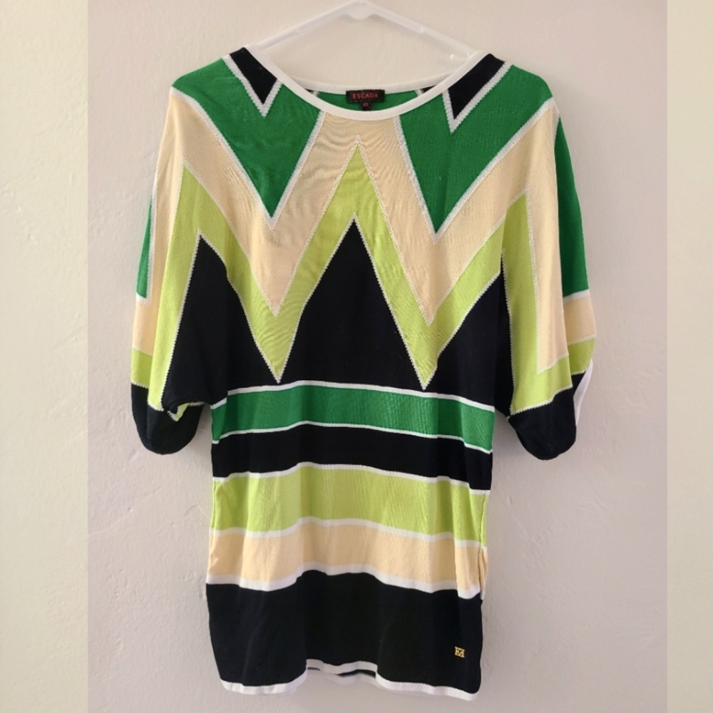 Escada Geometric Knit Tunic Top